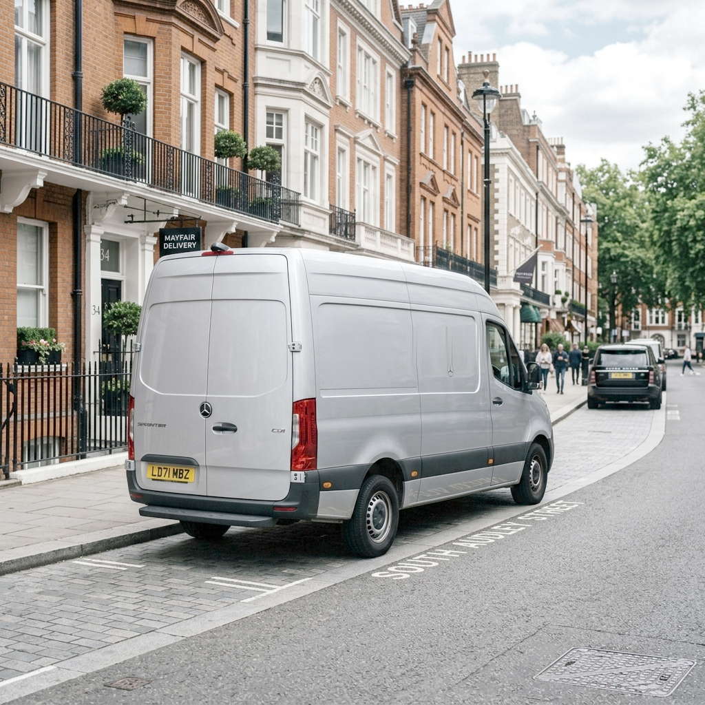 Secure Black Key Enterprise Sprinter van parked on a London street